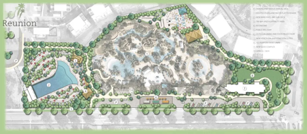 A rendering of the expansion plans for the Reunion Resort water park.